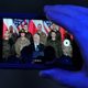 A soldier takes a photo of Vice President Mike Pence during a visit to Warsaw, Poland in February 2019.